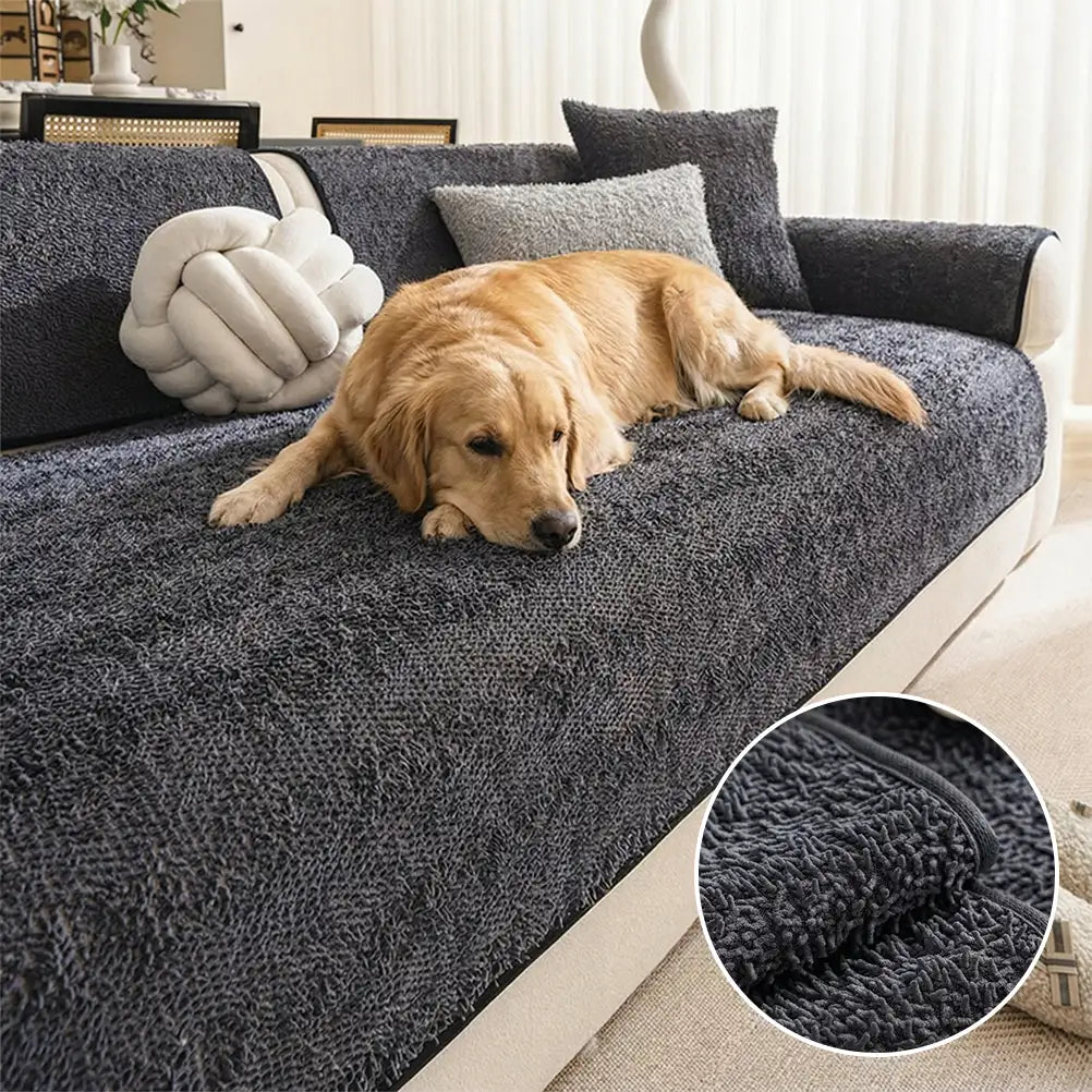 Luxury Long Plush Chenille All-Season Soft And Non-Slip Couch Cover For Muddy Paws