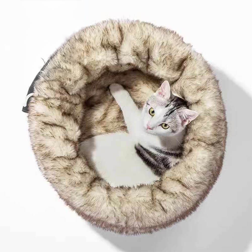 Luxury Warm Cozy Reversible Faux Fur Washable Cat Bed