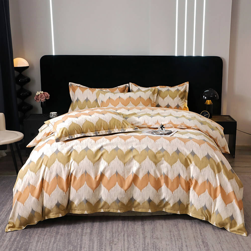 Modern Geometric Striped Design Bed Sheet Set