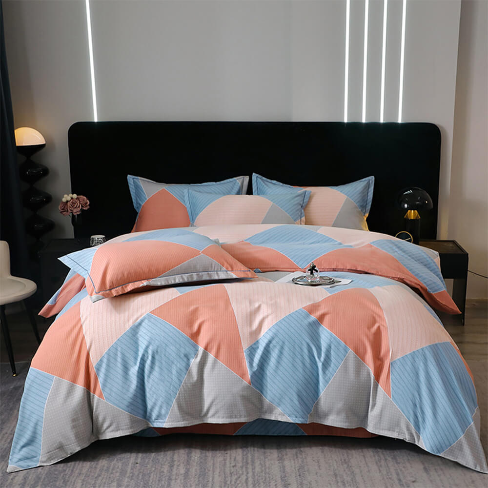 Modern Geometric Striped Design Bed Sheet Set