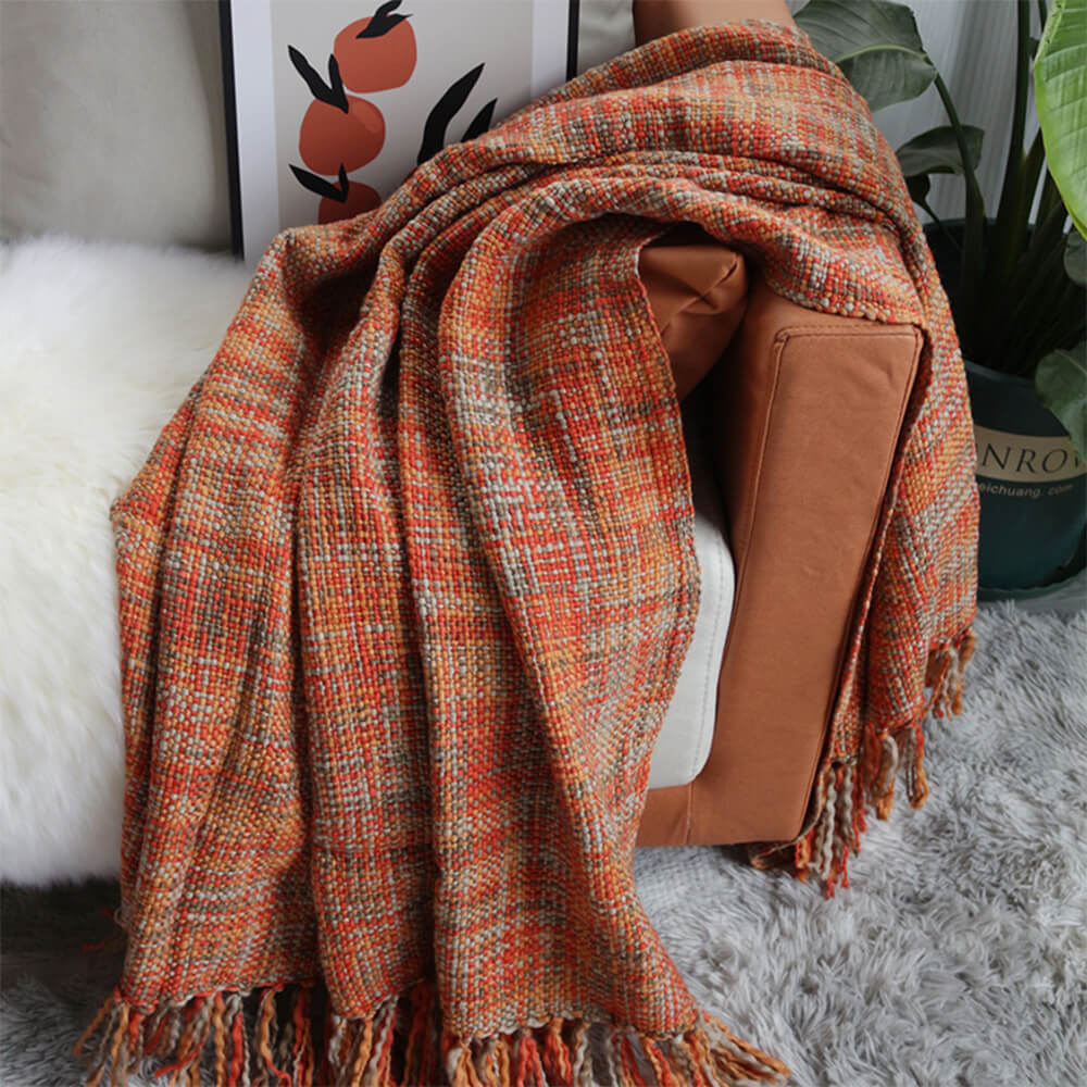 Nordic Style Cozy Soft Woven Throw Blanket with Fringes