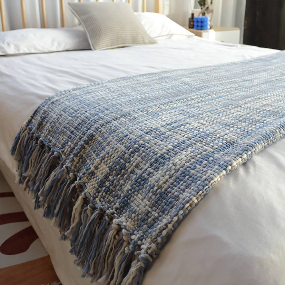 Nordic Style Cozy Soft Woven Throw Blanket with Fringes