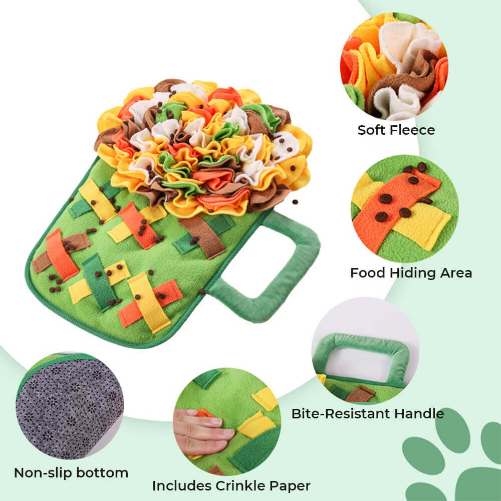 Estera para Snuffle para mascotas, estera de alimentación lenta para perros con forma de copa de vino y flores