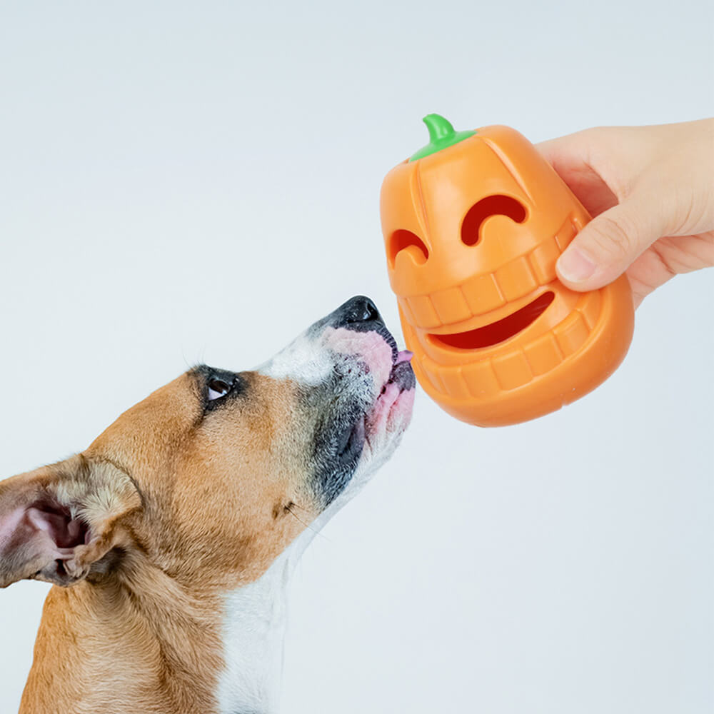 Pumpkin Dog Treat Dispensing Toy Interactive Chew Toy