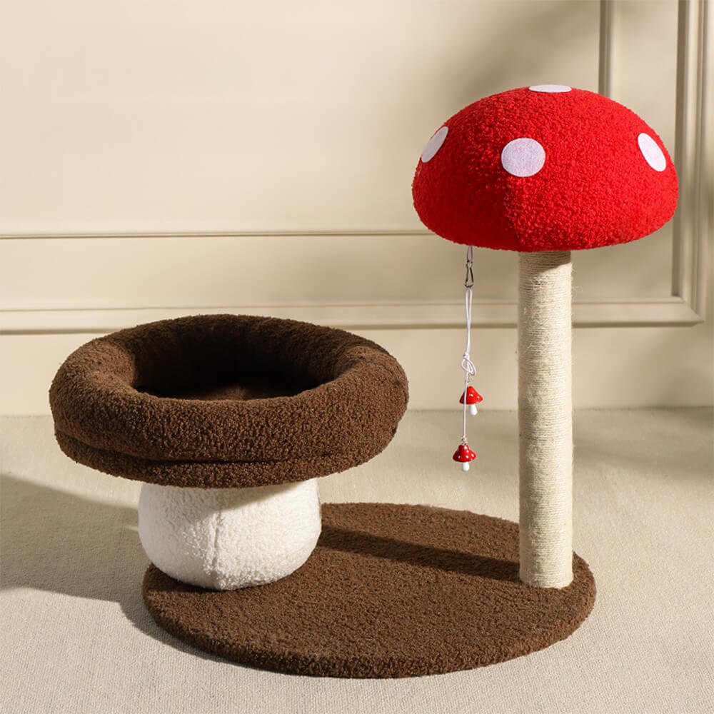 Red Mushroom Cat Climbing Frame with Sisal Scratching Post