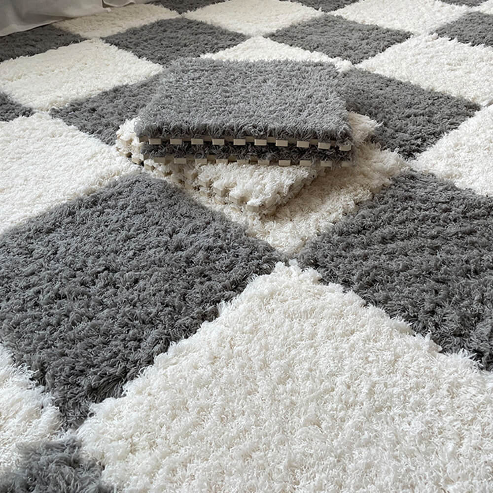 Bedroom Fluffy Washable Interlocking Kids Play Area Rug