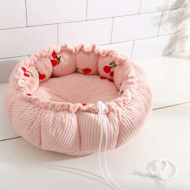 Soft Drawstring Design Fruit-Themed Cat Bed