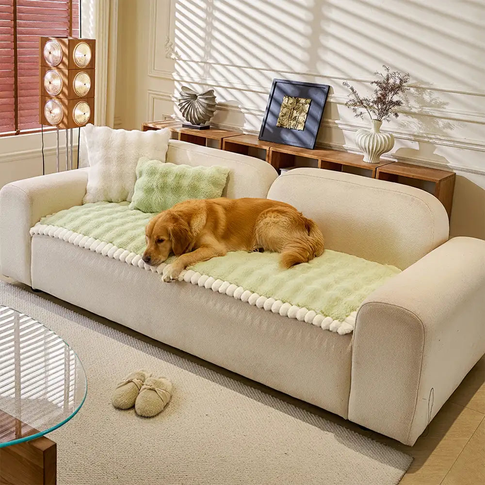 Soft Faux Rabbit Plush Thick Skin-Friendly Non-Slip Couch Cover