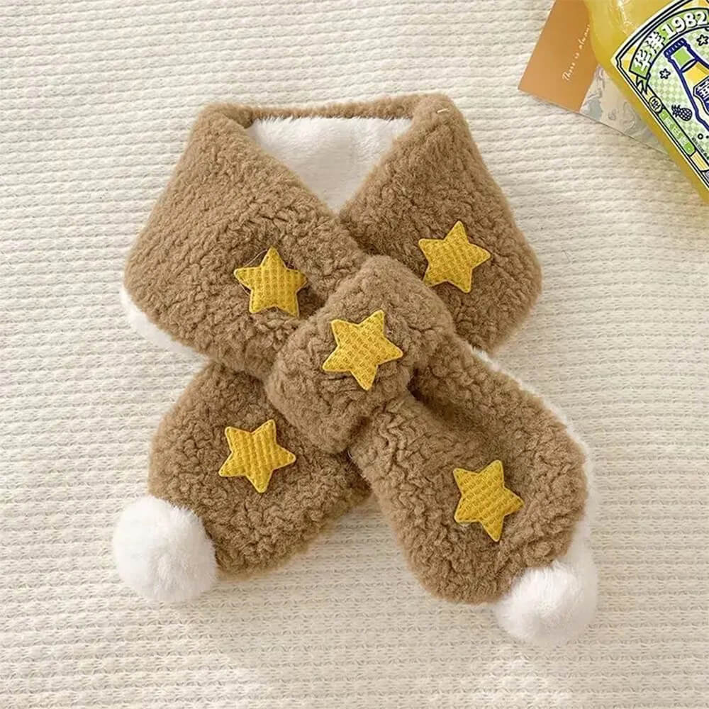 Soft Plush Delicate Stars Pom Pom Decorative Dog Scarf