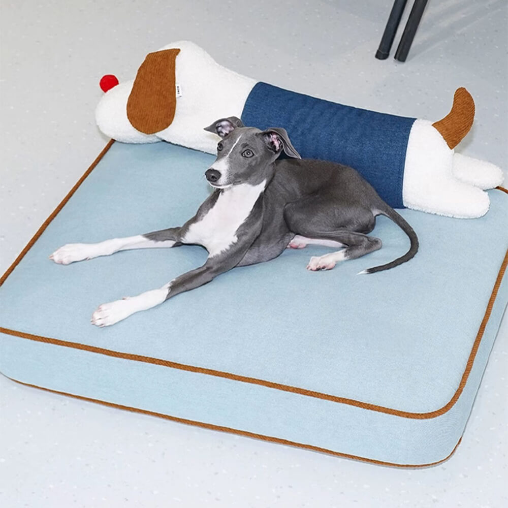 Spacious Denim Decoration Dog & Cat Mat with Removable Doll Pillow