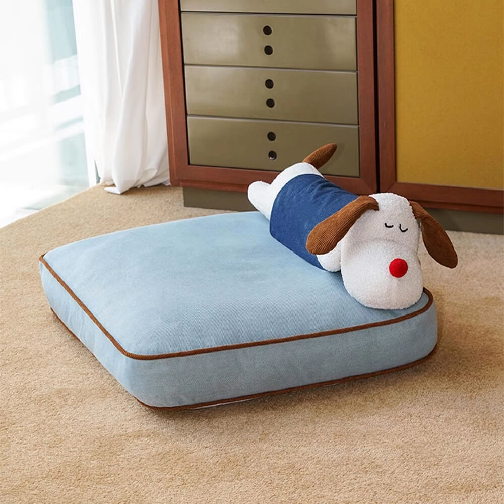 Spacious Denim Decoration Dog & Cat Mat with Removable Doll Pillow