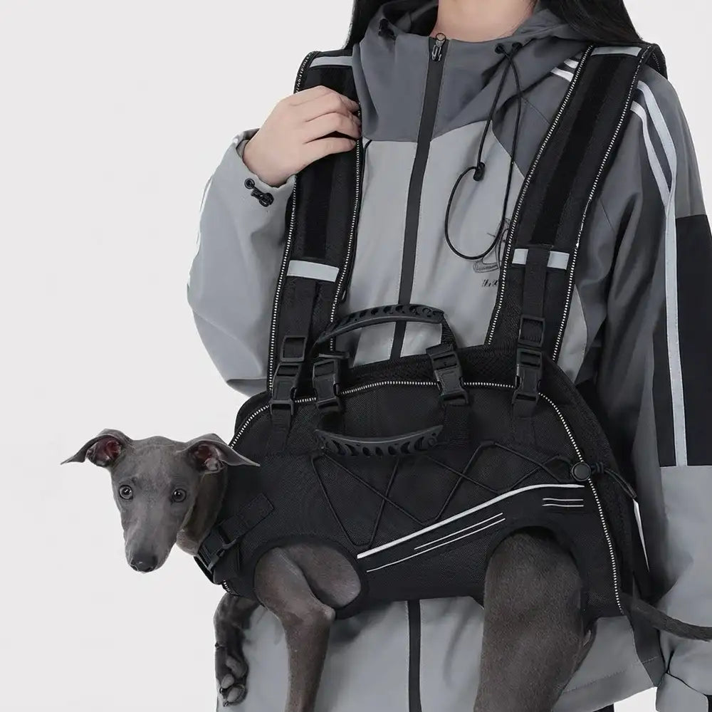 Spine-Friendly Horizontal Dog Backpack Carrier with Adjustable Padded Straps - Legs-Out Comfort