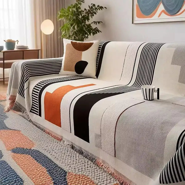 Stripe Art Scratch Resistant Chenille Multifunctional Sofa Protector Couch Cover