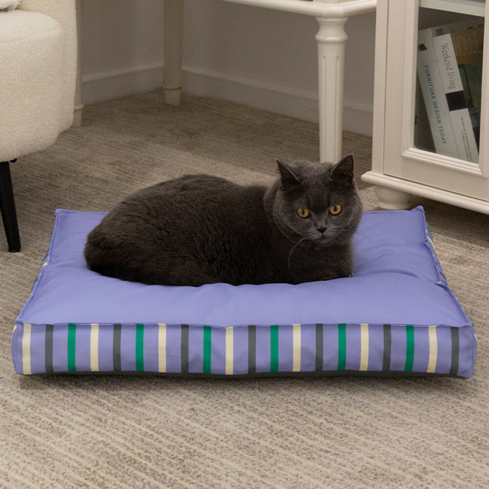 Striped Square Waterproof Cooling Dog Bed