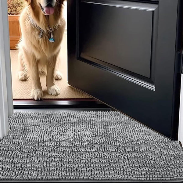 Alfombra de puerta de chenille ultra absorbente de chenille para patas de perros fangosas