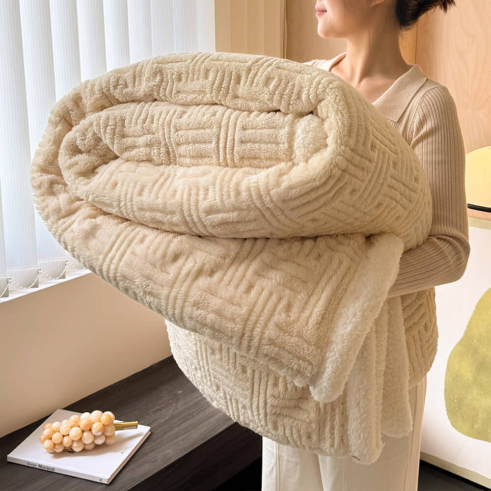 Ultra-Soft Dual-Sided Warm Jacquard Comfort Multi-Functional Blanket