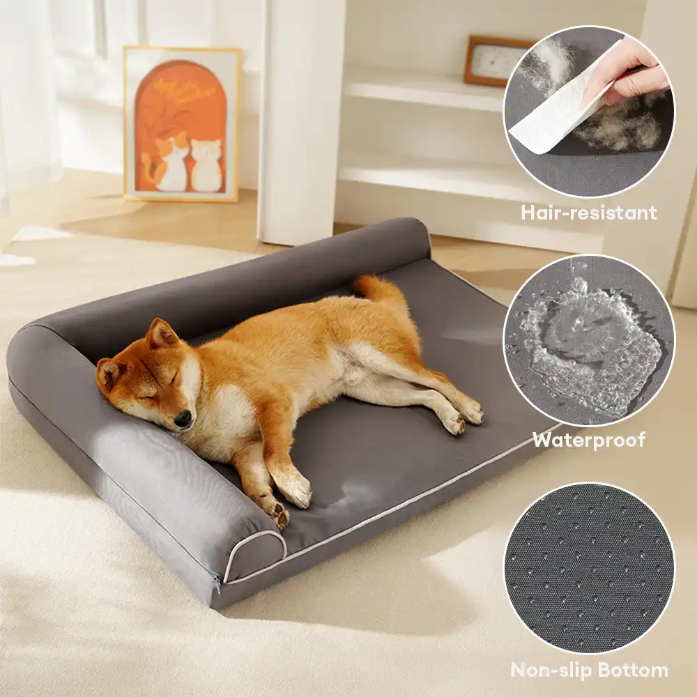 Cama ortopédica de espuma de huevo impermeable con lados de perros grandes para refugios