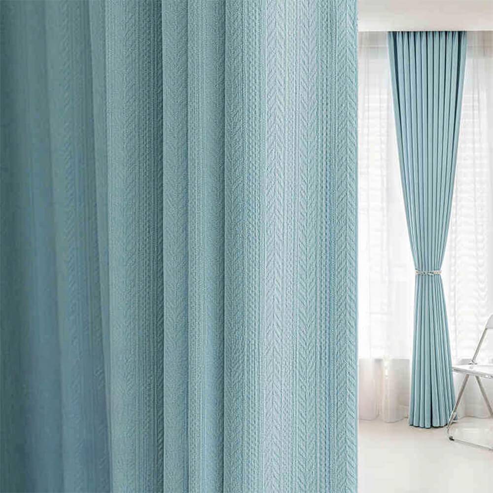 Wheat Jacquard Soft Thickened Chenille Soundproof High Blackout Curtain Set