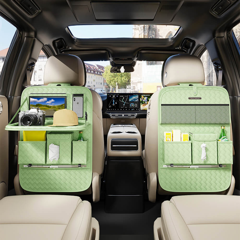 Woven Eco-Friendly Car Back Seat Foldable Storage Hanging Bag with Tray Table