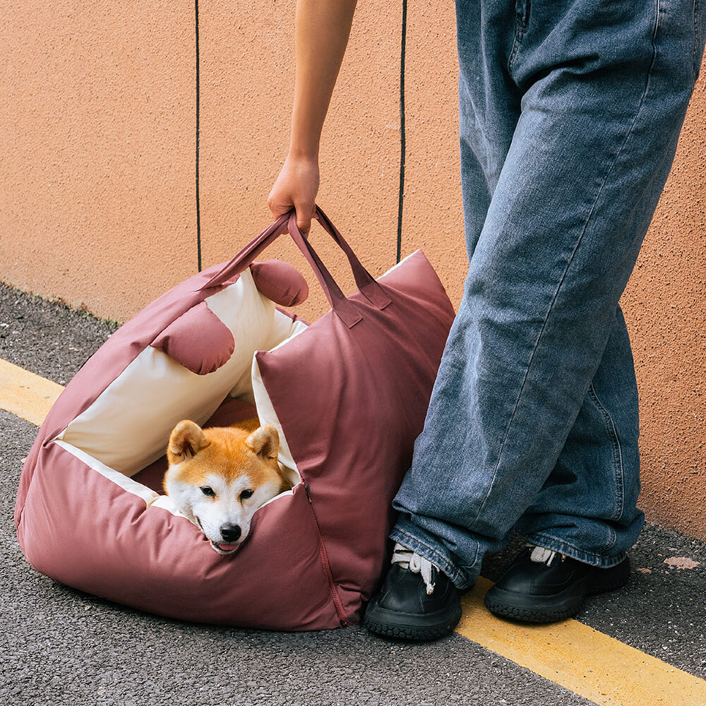 Cama de seguridad para coche para mascotas con orejas de oso Cama para asiento de coche para perros