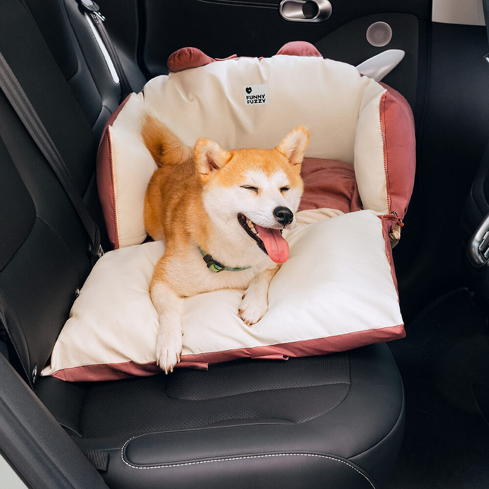 Cama de seguridad para coche para mascotas con orejas de oso Cama para asiento de coche para perros