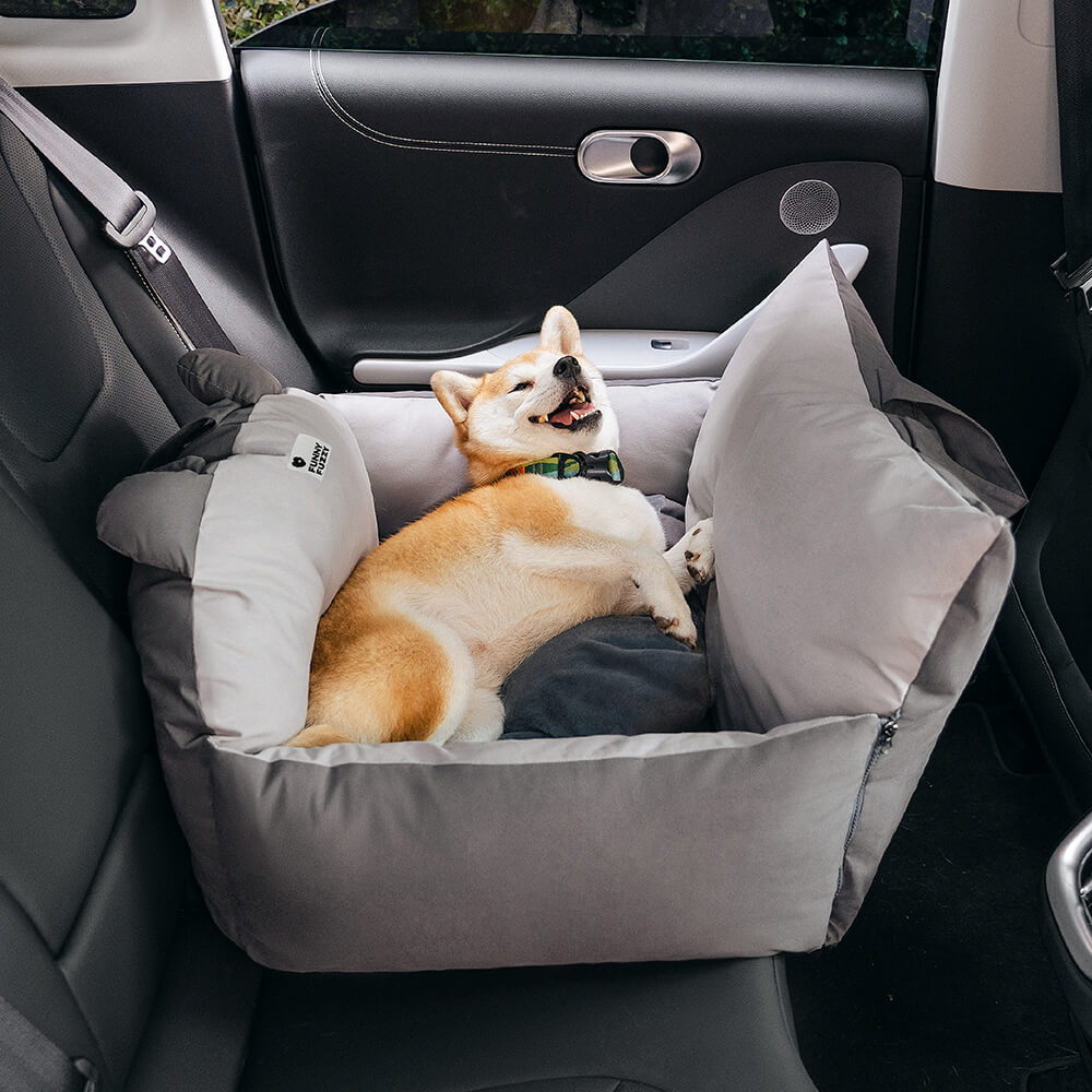 Cama de seguridad para coche para mascotas con orejas de oso Cama para asiento de coche para perros