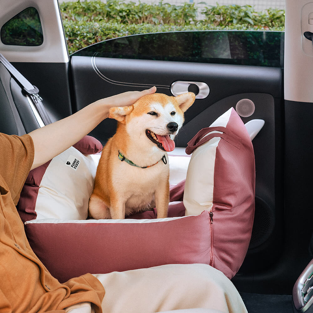 Cama de seguridad para coche para mascotas con orejas de oso Cama para asiento de coche para perros