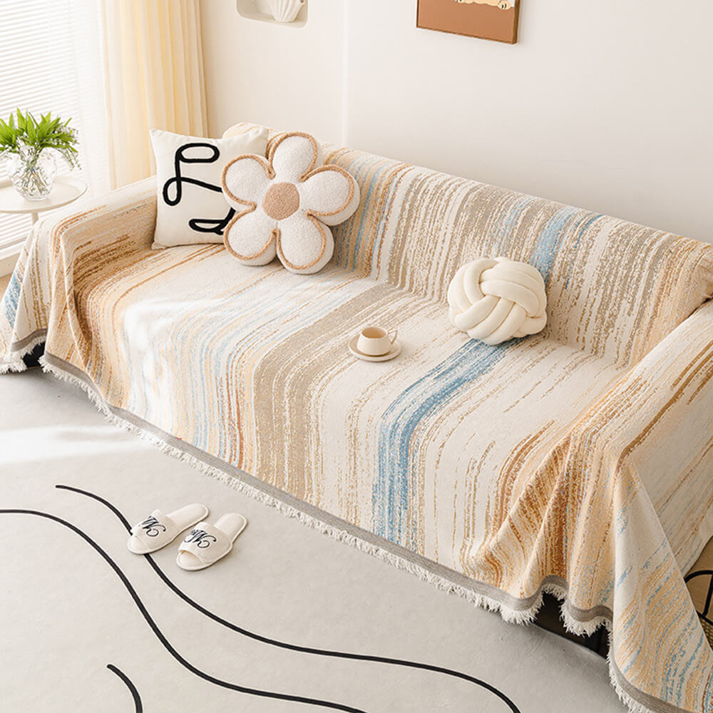 Colorful Rainbow Gradient Full Sofa Drape Throw Couch Cover