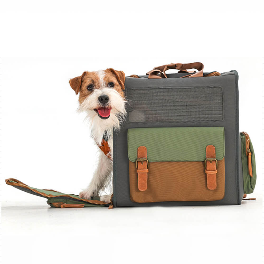 Dual-<tc>Color</tc> Mochila para transportar mascotas al aire libre, de lona impermeable y transpirable