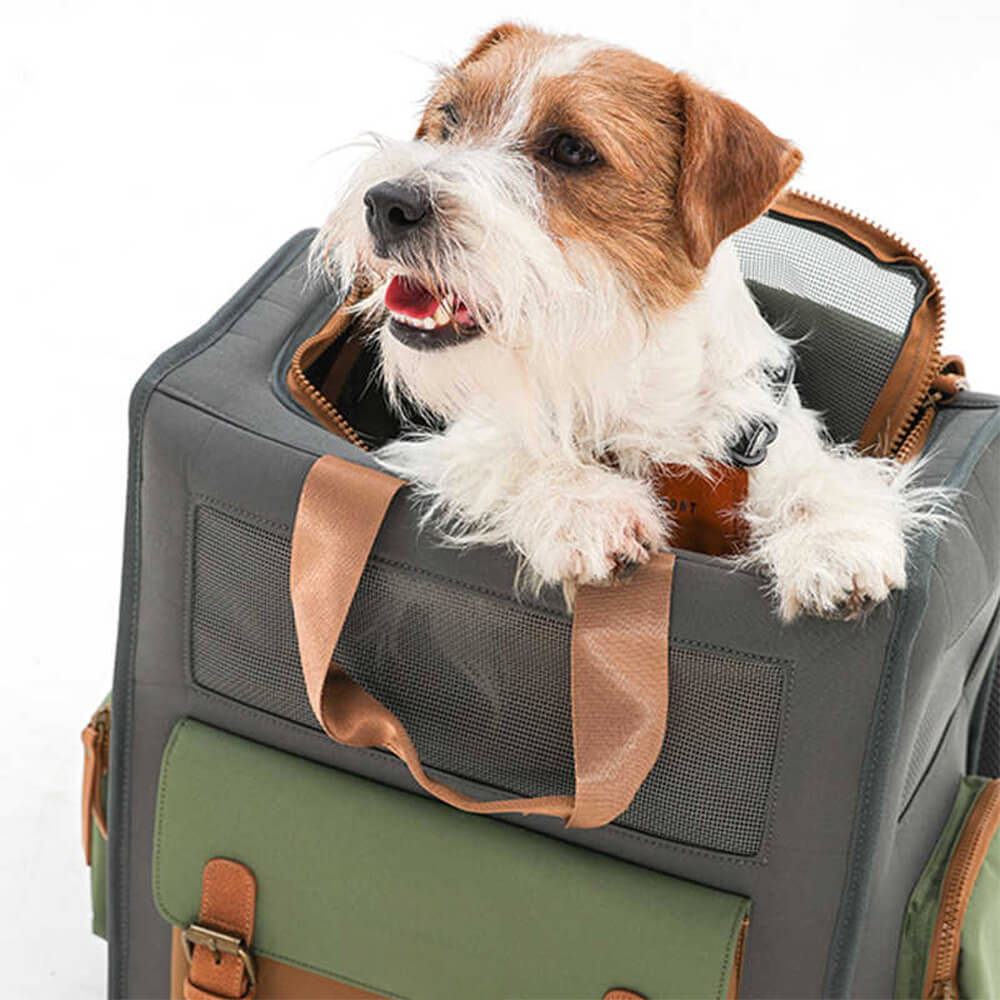 Dual-<tc>Color</tc> Mochila para transportar mascotas al aire libre, de lona impermeable y transpirable