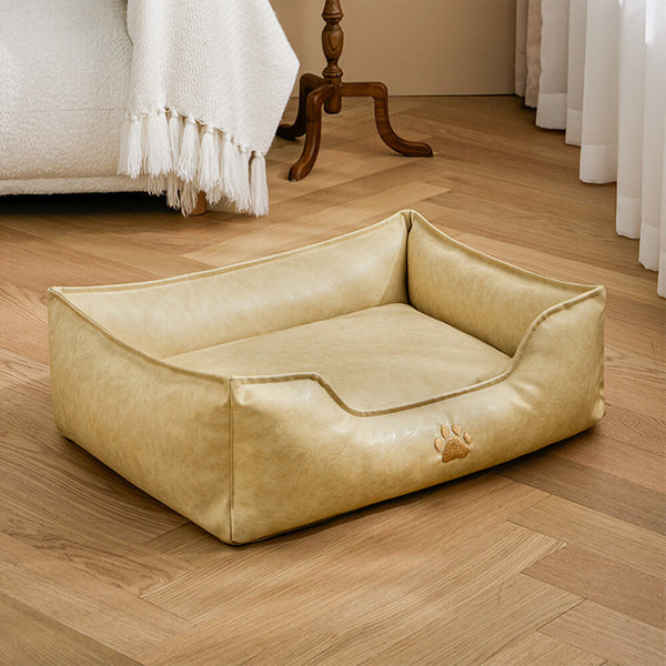 Luxury Faux Leather Waterproof Removable Dog Sofa Bed