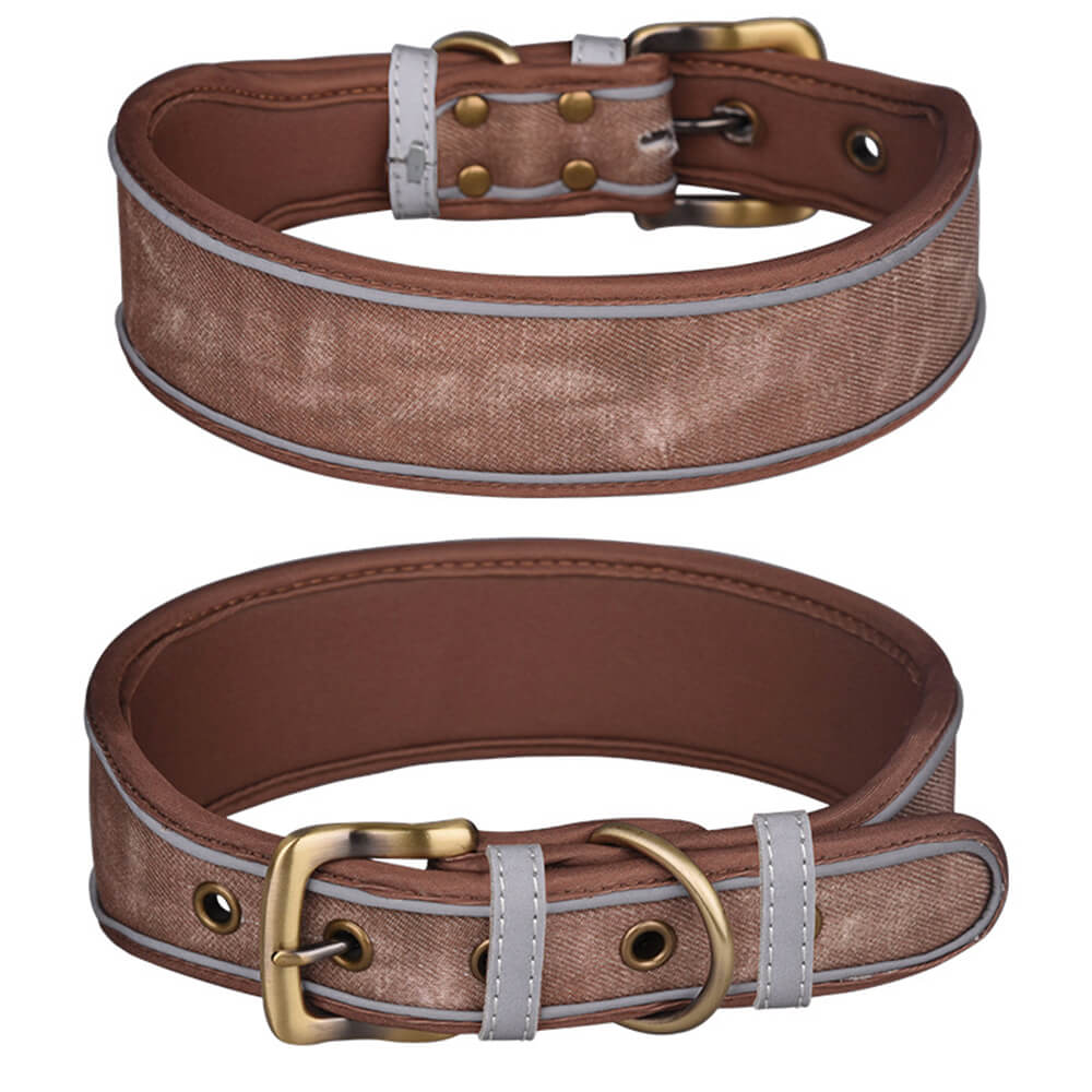 Collar de perros de microfibra de falso suave reflectante impreso
