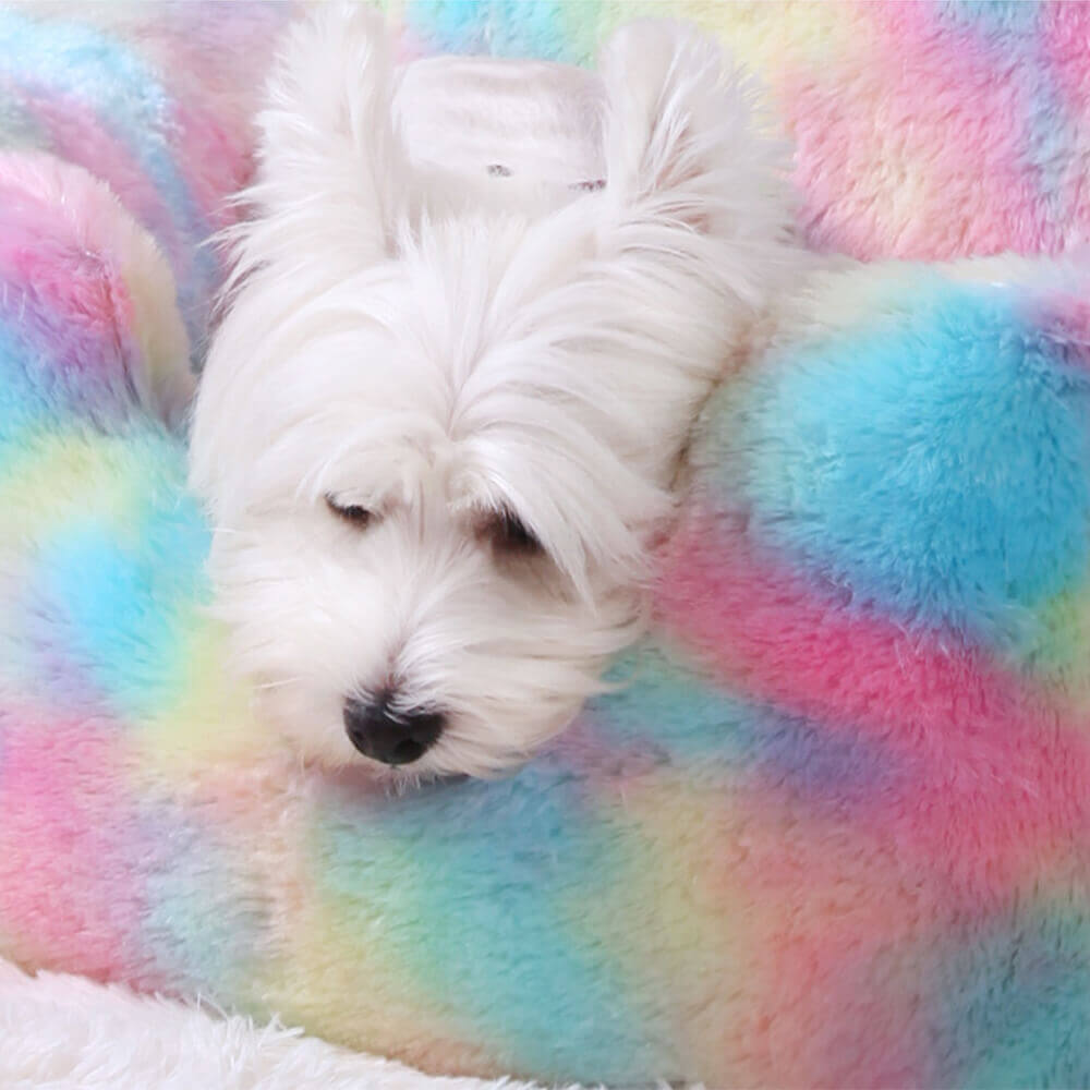 Rainbow Unicorn Plush Washable Warming Dog & Cat Bed