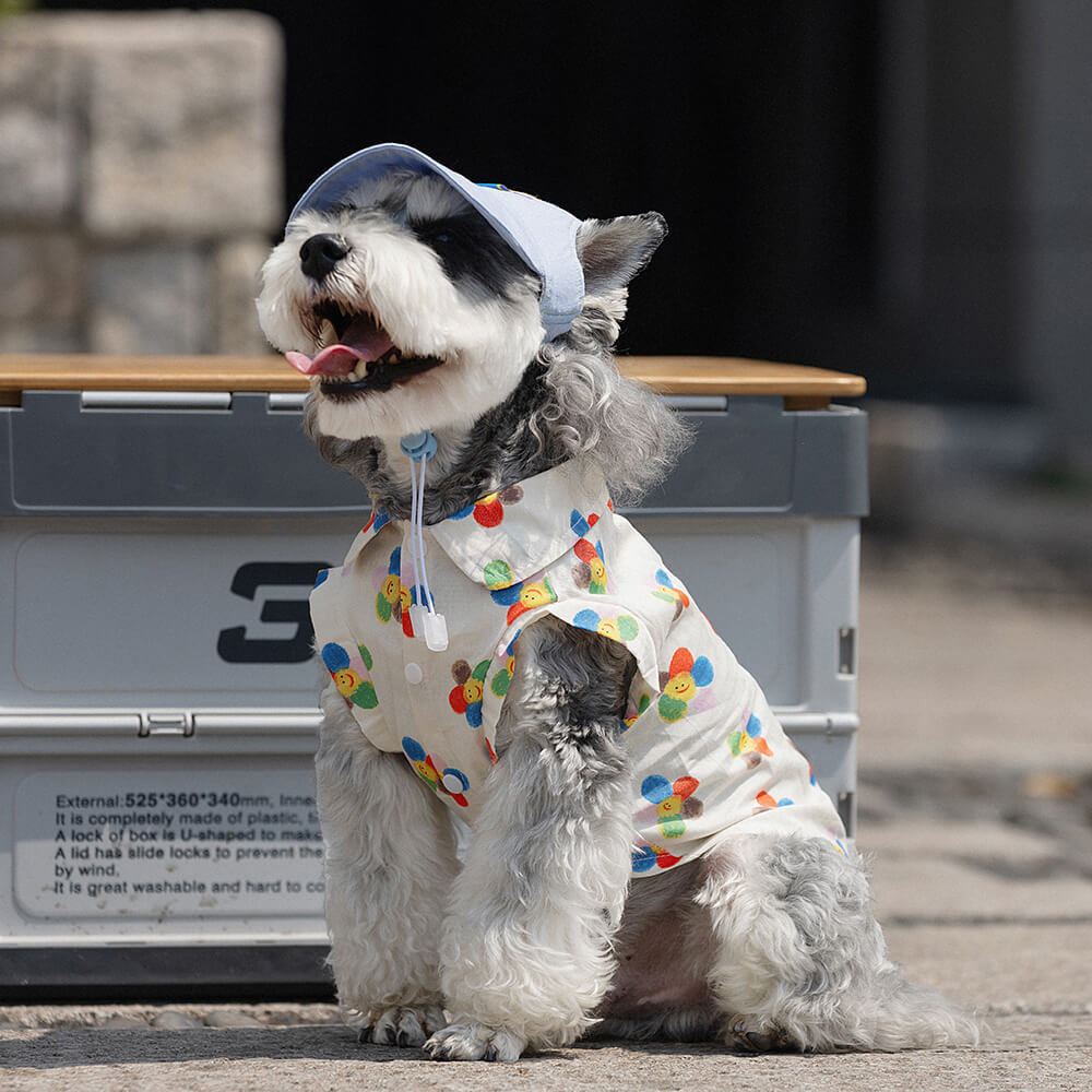 Elegantes camisas de perros con botones de algodón estampado