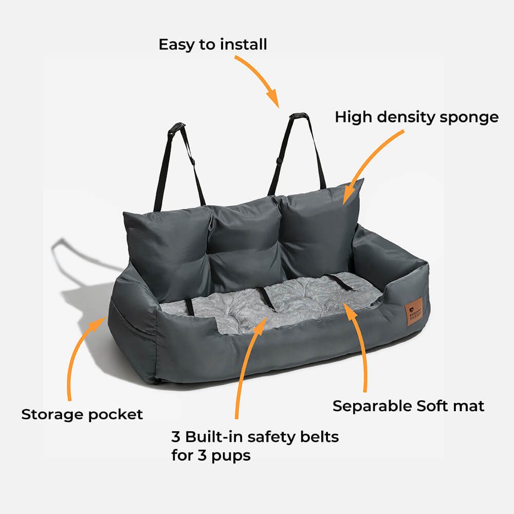 Cama para asiento trasero de coche para perros mediano y grande impermeable de seguridad con refuerzo de viaje