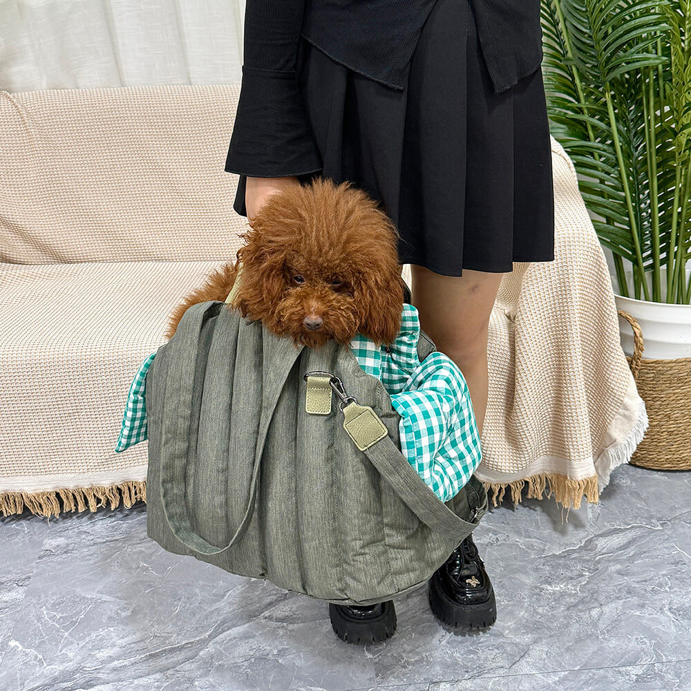 Bolsa portadora de perros y gatos multipropósito portátiles de gingham