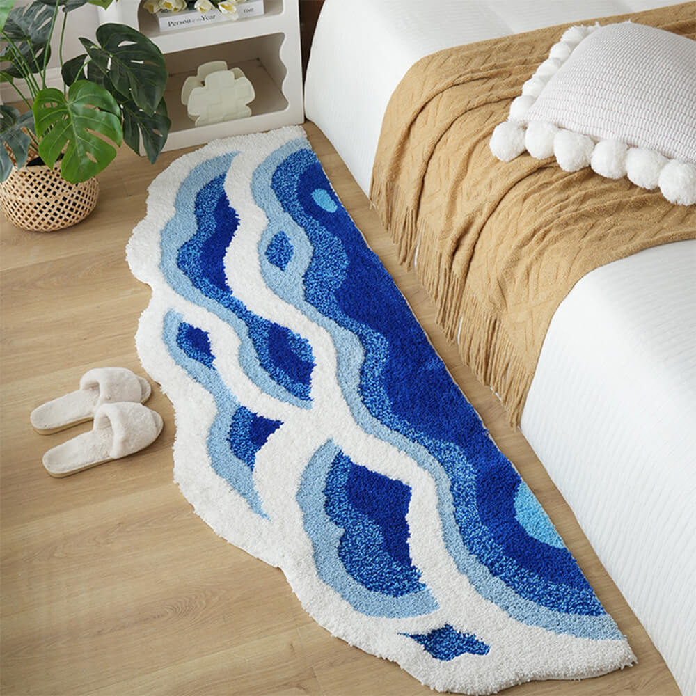 Hand-Tufted 3D Wave Pattern Carpet Luxury Textured Area Carpet