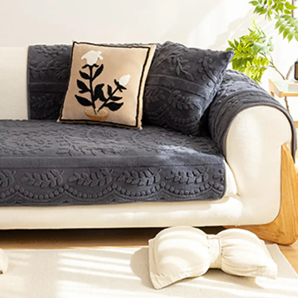 Chenille Art Corrugated Breatable No-Slip Couch Cover Coach