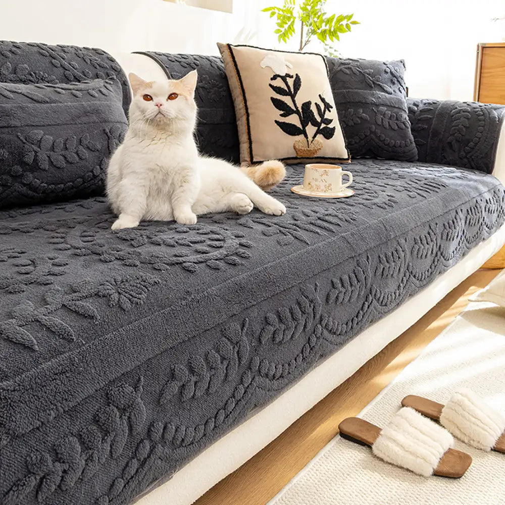 Chenille Art Corrugated Breatable No-Slip Couch Cover Coach