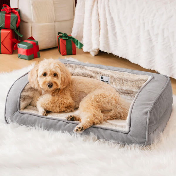 Estilo moderno falso de cordero acogedor acogedor sofá de perro ortopédico cama