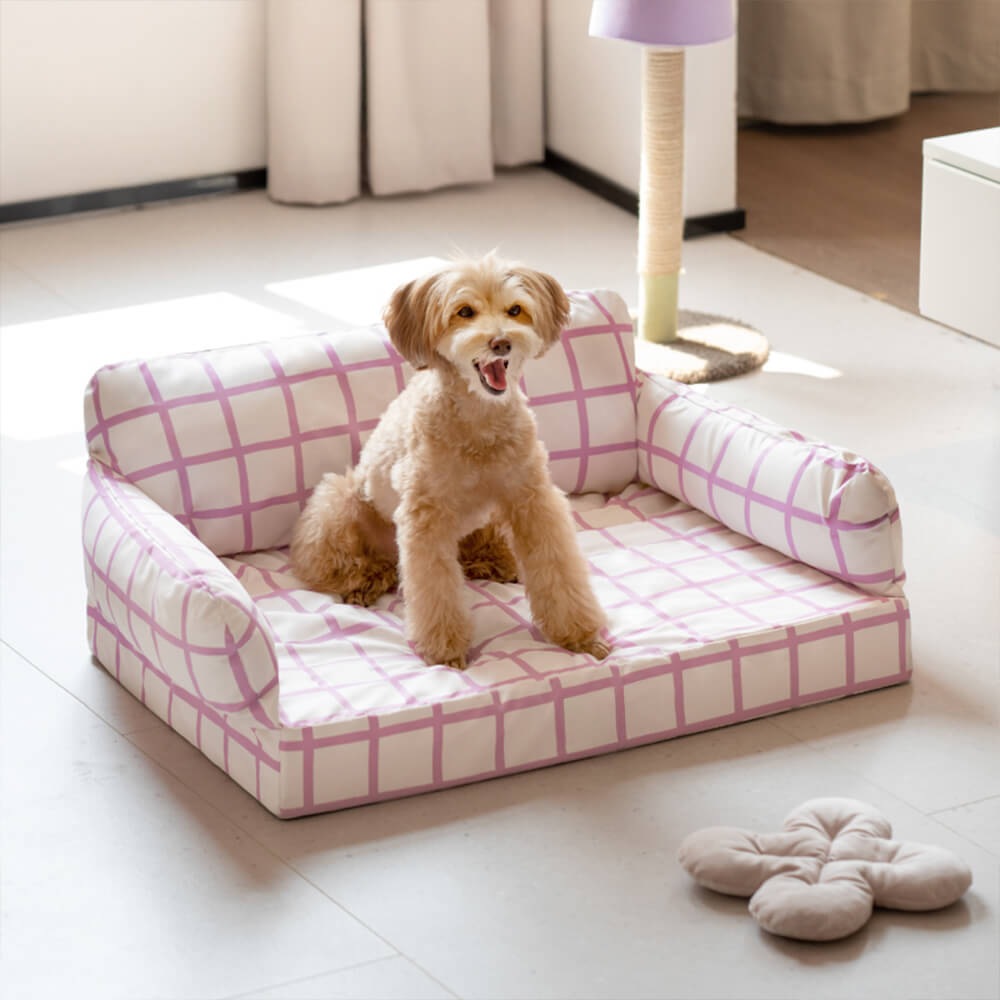 Modern Trendy Color Blocks Waterproof Orthopedic Dog Sofa Bed