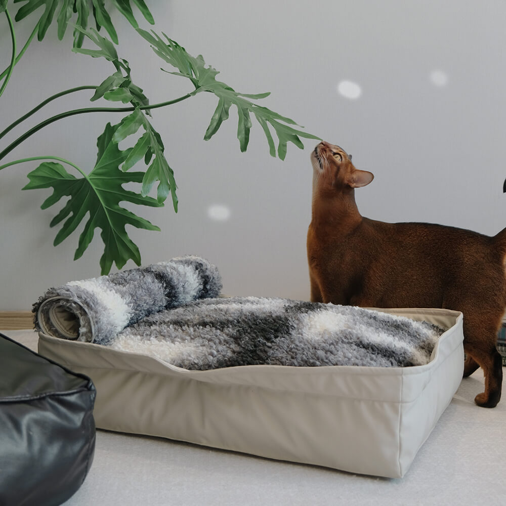 Cama multifuncional para perros tipo nido para mascotas de lana de cordero sintética y cuero