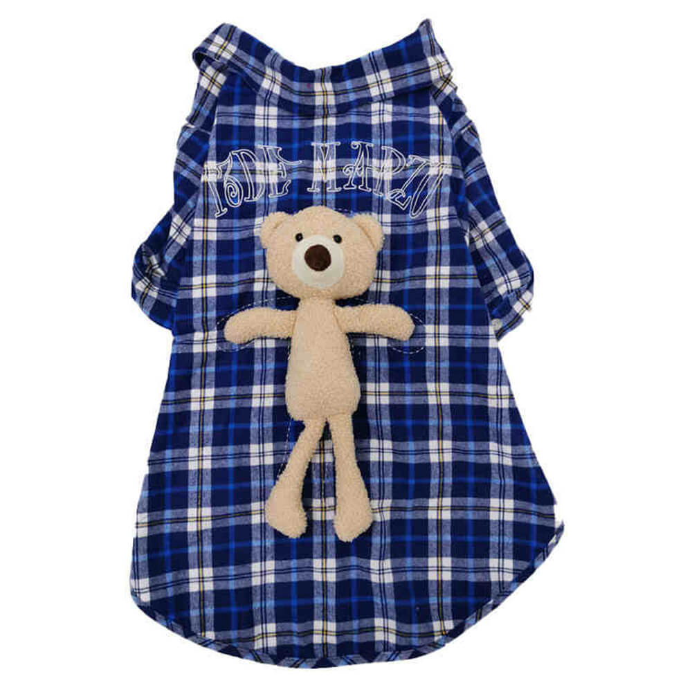 Travel Vintage Plaid Bear Doll Dog Polo Shirt