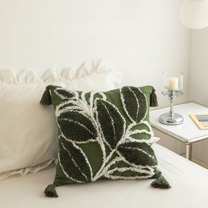 Plush Leaf With Tassel Sofa Pillow