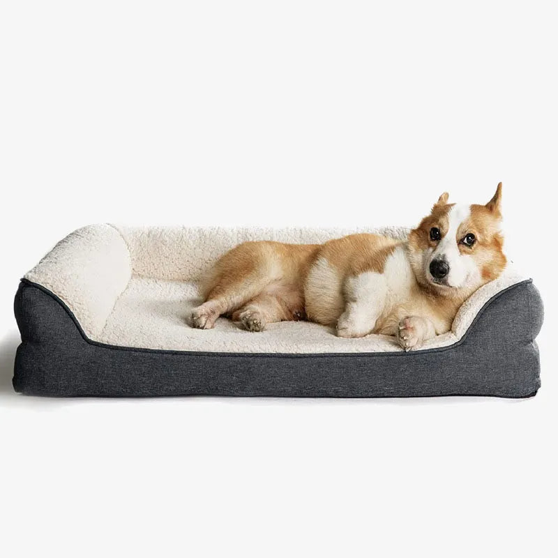 Sofá cama para mascotas de felpa, cama ortopédica para perros con espuma viscoelástica