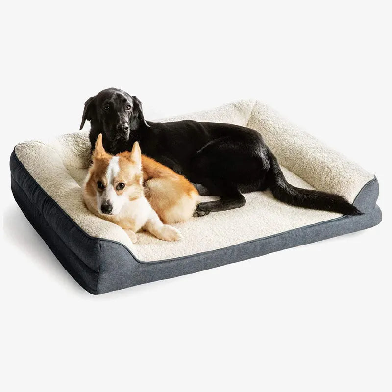 Sofá cama para mascotas de felpa, cama ortopédica para perros con espuma viscoelástica