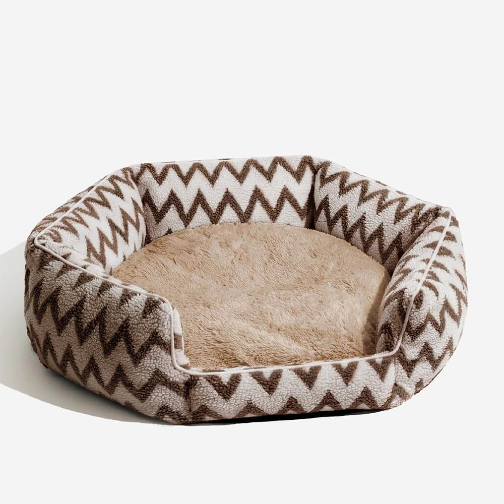 Plush Retreat Chevron Dog Bed-The Warm Hugger