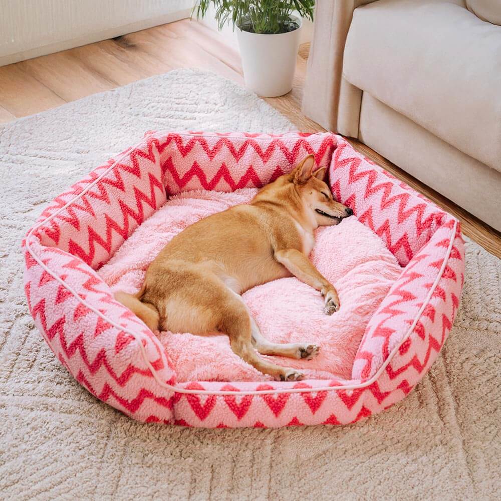 Plush Retreat Chevron Dog Bed-The Warm Hugger