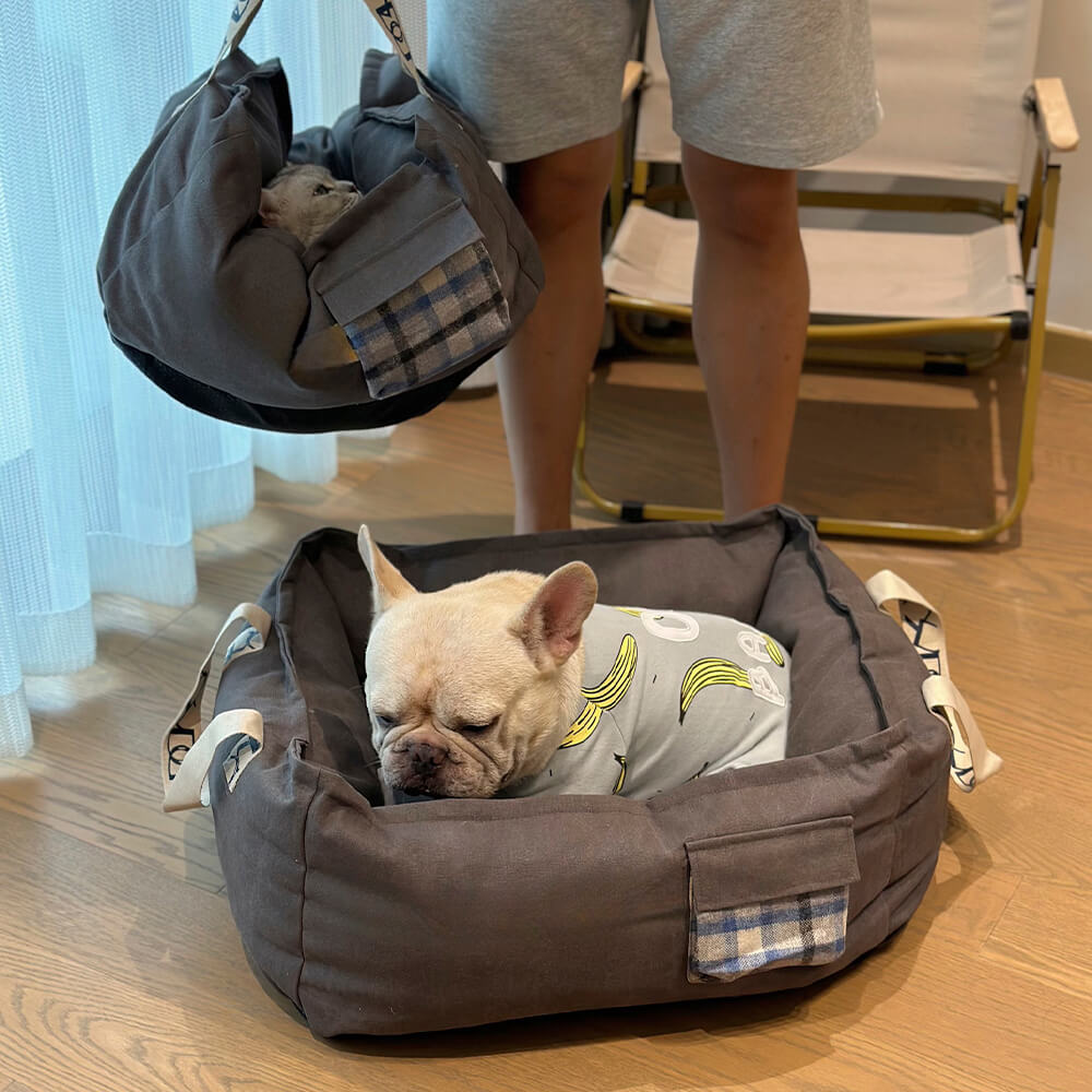 Portable Pet Bed with Handle Cozy & Washable Dog Bed