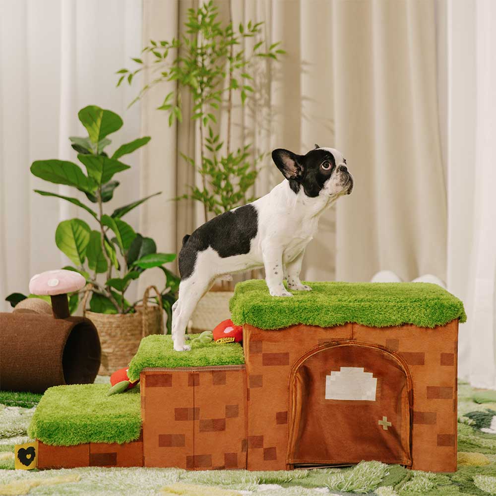 Retro Pixel Handcrafted Foldable Pet Stairs With Storage - Blocky PawGame